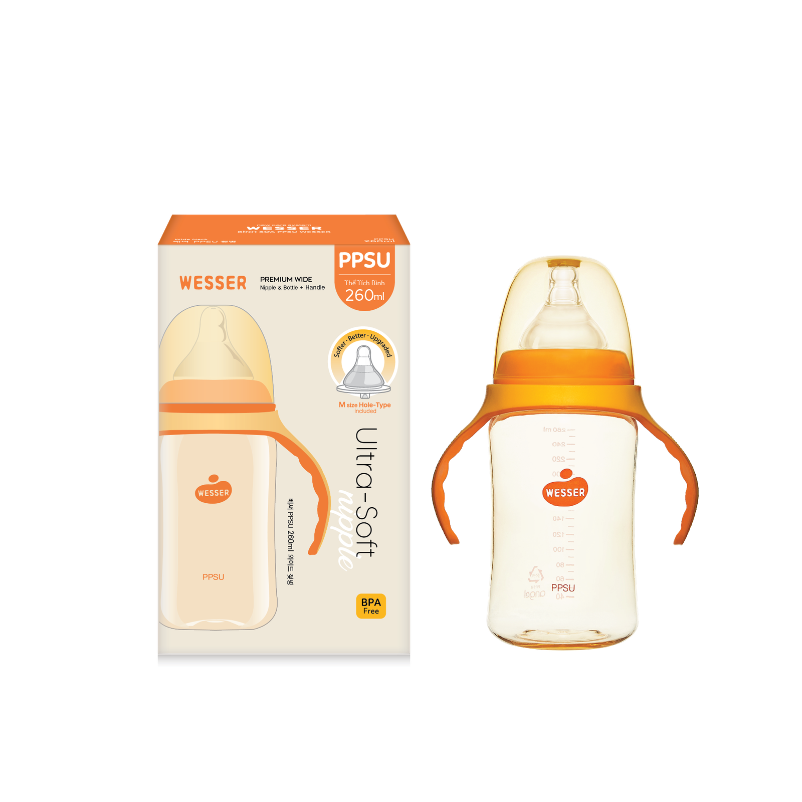 Bình PPSU Original 260ml có quai cầm