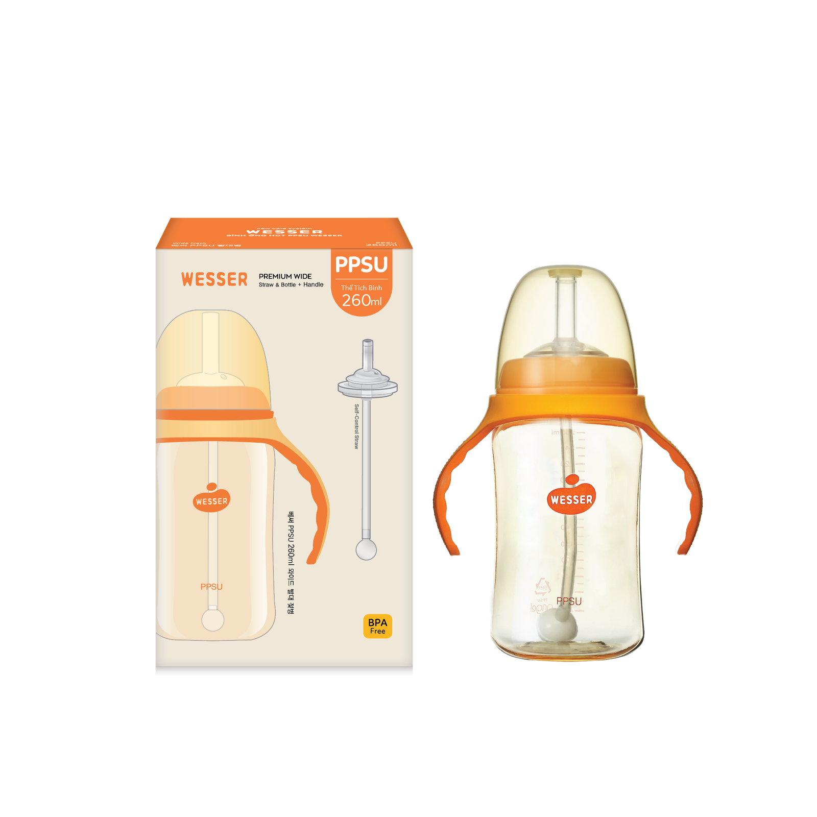 Bình PPSU Original 260ml ống hút